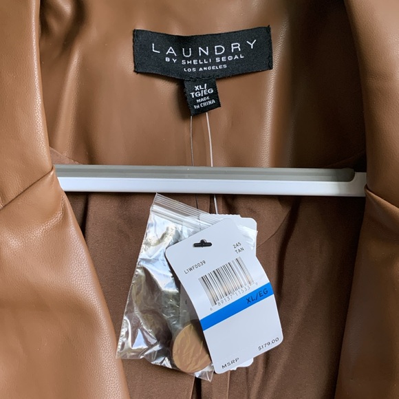 Laundry by Shelli Segal Faux Leather Blazer (Sz XL) Brown NWT - Picture 5 of 10